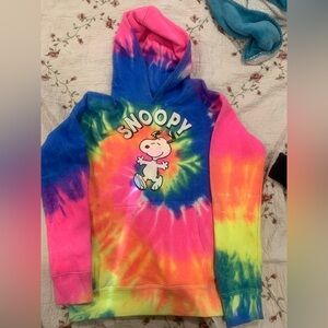 Peanuts Youth Blue and Multicolor Tie-Dye T-Shirt